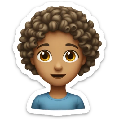 Shrugging girl with curly hair sticker