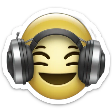 Un smiley qui soupire avec un casque de musique  sticker