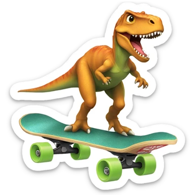 Dinosaur on skateboard  sticker