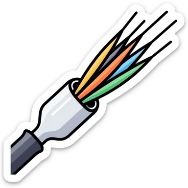 close-up of optical fiber cable filaments showing individual glass strands sticker