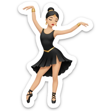 South (S): "dancer_south: Create a minimal flat-vector dancer icon facing south. Pose rotated to face down, suggesting downward movement. Black stroke 2px on transparent background, square canvas 1:1, SVG vector style, no text or facial features." sticker
