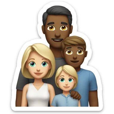 white family mom dad children sticker