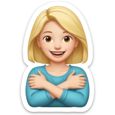 girl with arms crossed on her neck laughing  sticker