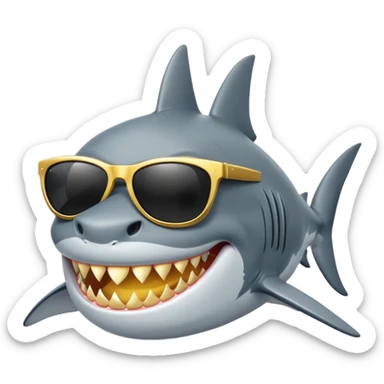 cool shark with golden teeth and black sunglasses sticker