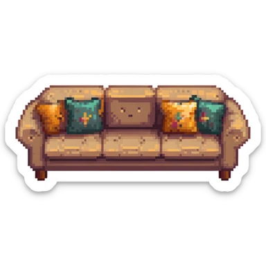 cozy sofa with soft cushions in warm colors sticker