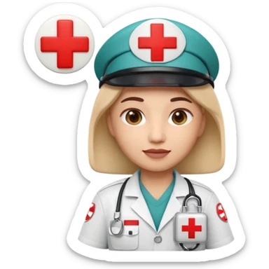 Apple Memoji-style 3D emoji of a paramedic with a red cross badge and medical kit, rounded shapes, soft shading, no background.
 sticker