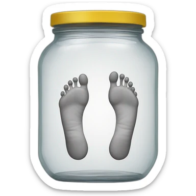 an empty transparent jar between two human feet,-inside,-in-the-jar sticker