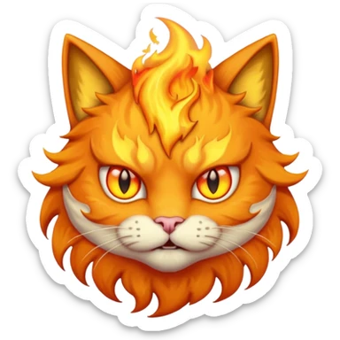 furious cat with flames sticker