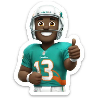 Miami dolphins football player thumbs up sticker