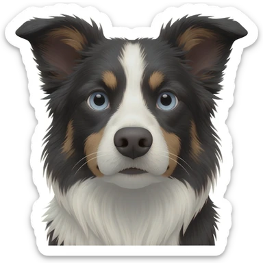 Face of senior female working border collie emoji with grey blue eyes sticker