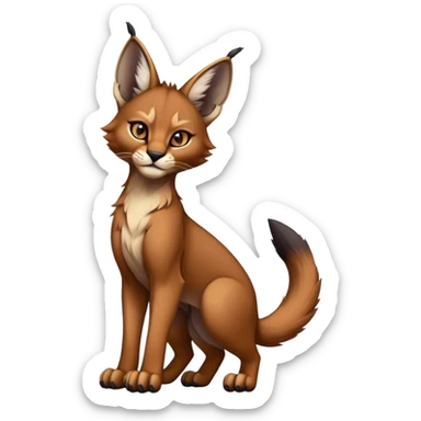 Epic Cute Dark Warm Caracal-Bobcat-Sergal-Vernid full body sticker