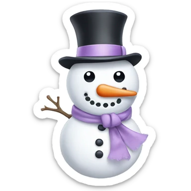 Snowman with a lilac bow sticker