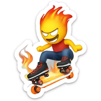 rollerblading with fire and thunder sticker