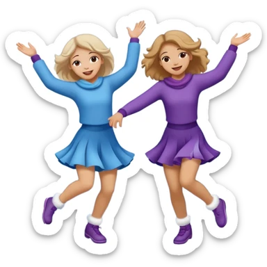 girls dancing while snow is coming down sticker