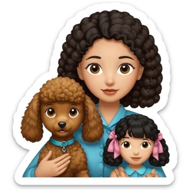 Brown poodle with tie up black hair girl say thank you sticker