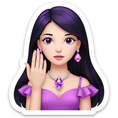 Like this 🙏🏼 but Instead of blue hot pink and keep the skin tone the same you can add a purple crystal ring on one hand and a big diamond on the other hand sticker