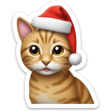 Cat with a Christmas hat sticker