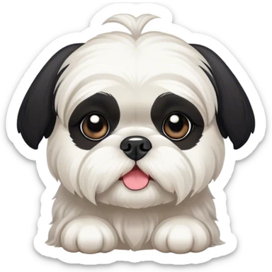 White Shih Tzu dog with black ears￼ sticker
