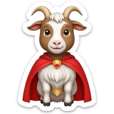 white female goat wearing a read cape sticker