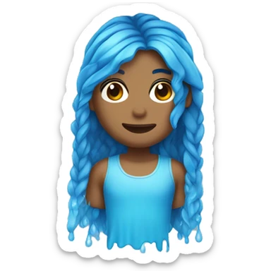 avatar de agua con pelo trenzado y piel azul  sticker