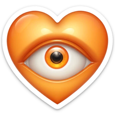 Eye inside light orange heart sticker