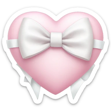 Pastel pink heart with white bow sticker