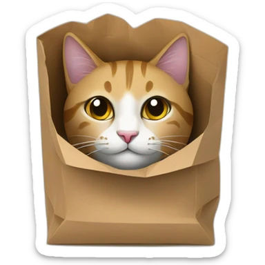 Cat in paper bag sticker