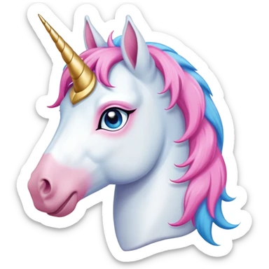 head of an anthropomorphised female unicorn horse, standard pose sticker