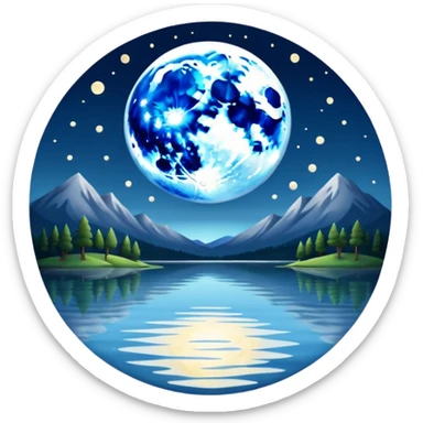 full moon reflected in a lake sticker