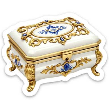 Vintage rococo white jewelry box sticker