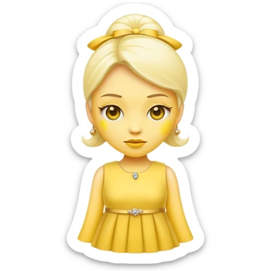 fashionable outfit, yellow face emoji wearing a stylish dress sticker