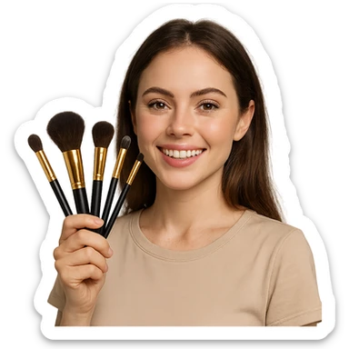 person holding makeup brushes, variation 2 sticker