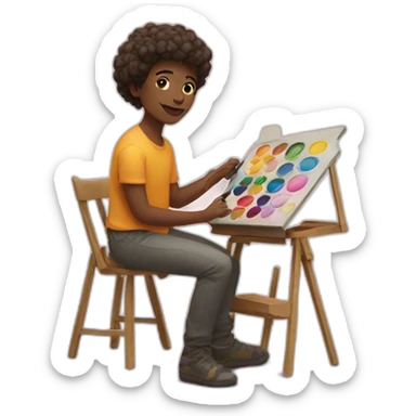 artist paining holding color palette sticker