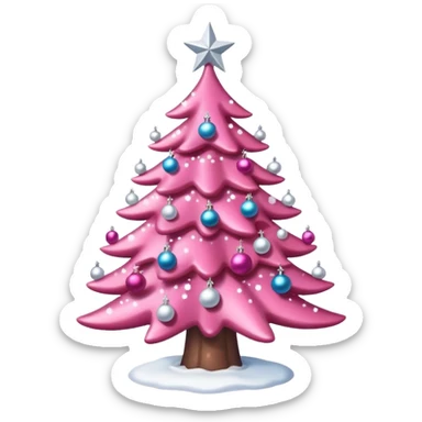 A pink Christmas tree with snow White glitter decorations sticker