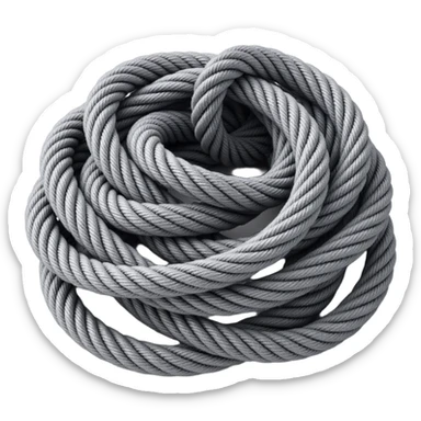 a complex knot of metallic cables, skeuomorphism style sticker