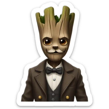 Groot con bigote de chaplin sticker