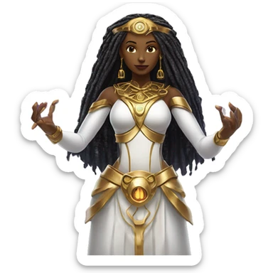 Technomancy Goddess is a mystical being who controls both magic and technology. She can cast spells on technological networks. Her powers blend the ancient art of magic with advanced cybernetics and technology. She can command machines sticker