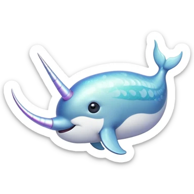 Cinematic Noble Narwhal Portrait Emoji, Poised and regal, with a sleek, iridescent body and a distinctive spiraled tusk, deep-set soulful eyes reminiscent of the ocean depths, Simplified yet sharp and sophisticated features, highly detailed, glowing with a soft, mystical glow, high shine, intelligent and enigmatic, stylized with an air of mythical allure, focused and graceful, soft glowing outline, capturing the essence of a watchful and confident sea unicorn that feels as though it could step out of the screen with effortless authority! sticker
