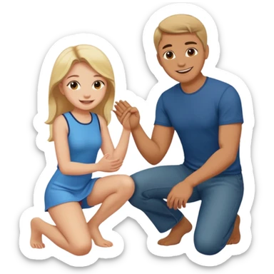 Girl on knees in front of man sticker