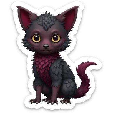Cute cool realistic black Trico-hybrid-creature dark burgundy (full body) sticker