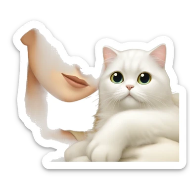 Blonde girl snuggling white Persian cat sticker