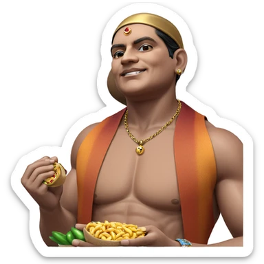 boy with jewelry and food sticker