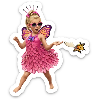 girl in butterfly wings sticker