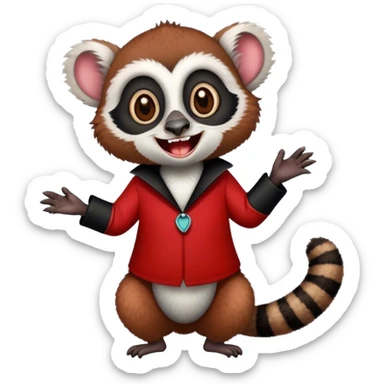 laughing lemur in red and black clothes sticker