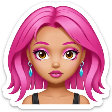 pretty bratz baddie, hot pink hair, y2k stylr sticker