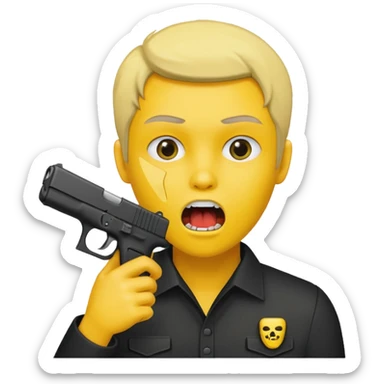 A yellow head that has a Glock in mouth sticker