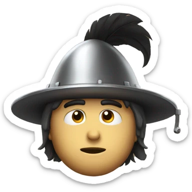 Guy wearing a morion kettle helmet questioning life sticker