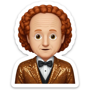 Larry Fine from The Three Stooges with auburn hair, brown sequin suit  sticker