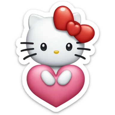 Hello kitty emoji holding a heart sticker