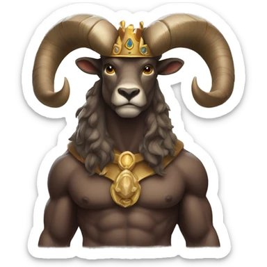 big horn minotaur wearing crown sticker